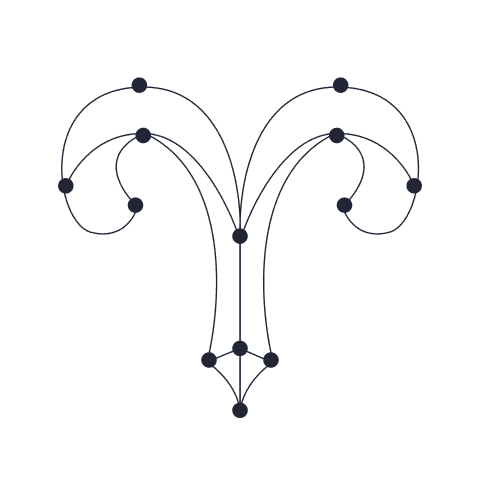 Photo - Black symbol of the zodiac sign Aries as used in the horoscopes on AskNebula, in the site interface