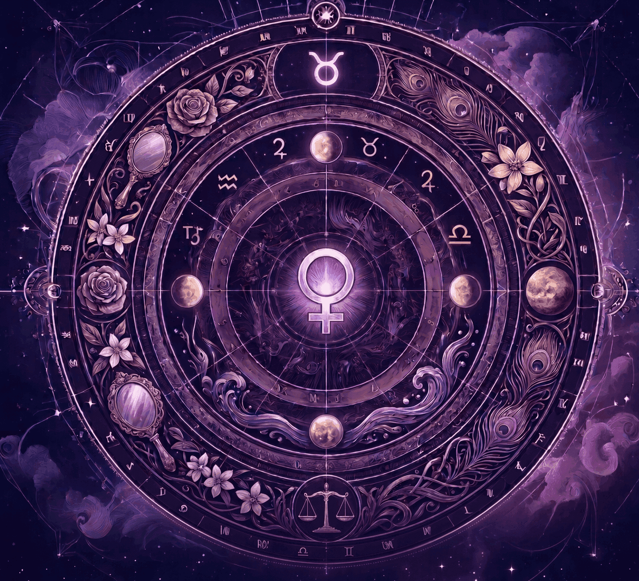Illustratie van de calculator voor je Venusteken, een gratis astrologietool op AskNebula Photo - Illustratie van de calculator voor je Venusteken, een gratis astrologietool op AskNebula