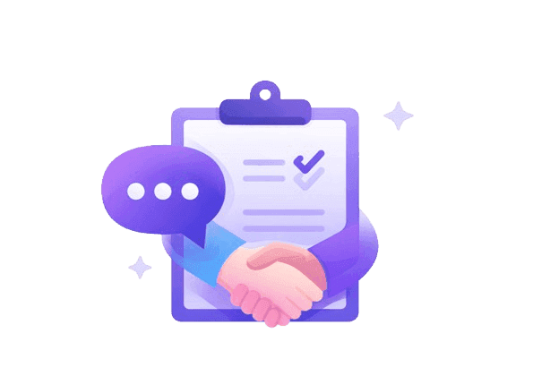 Illustratie van een klembord met een handdruk en een tekstballon, in de interface van de site Photo - Illustratie van een klembord met een handdruk en een tekstballon, in de interface van de site
