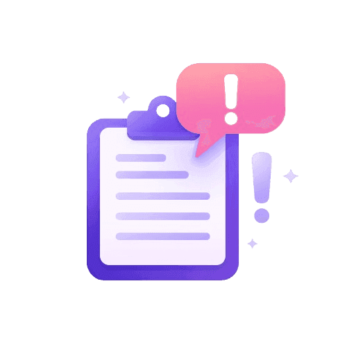 Illustratie van een klembord met een uitroepteken in een tekstballon, in de interface van de site Photo - Illustratie van een klembord met een uitroepteken in een tekstballon, in de interface van de site
