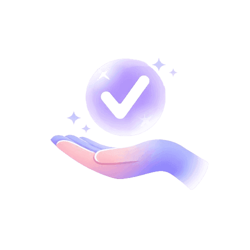 Illustratie van een open hand met een vinkje, zoals gebruikt op de pagina's van de website van AskNebula Photo - Illustratie van een open hand met een vinkje, zoals gebruikt op de pagina's van de website van AskNebula