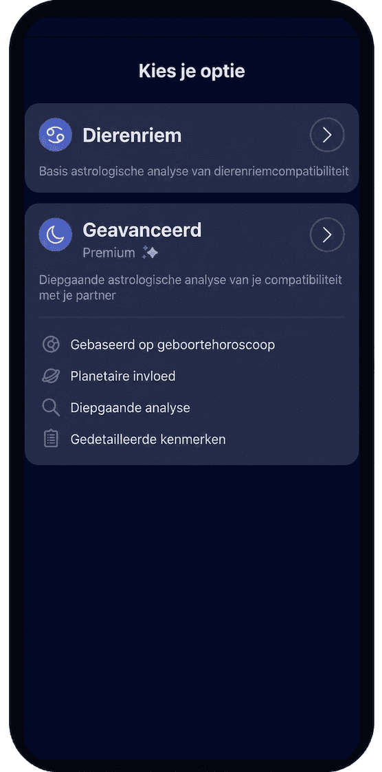 Het scherm voor liefdescompatibiliteit van de Nebula-app met de functies die voor leden beschikbaar zijn Photo - Het scherm voor liefdescompatibiliteit van de Nebula-app met de functies die voor leden beschikbaar zijn